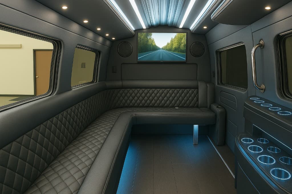 Example rendering of a 12 passenger limo sprinter interior