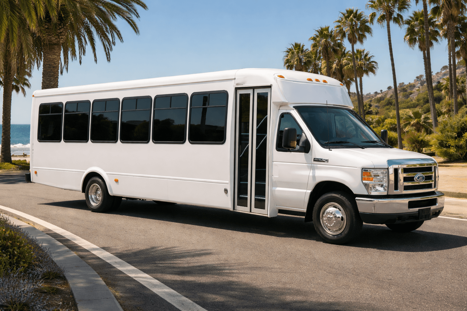 Example rendering of an 18 passenger coach bus exterior