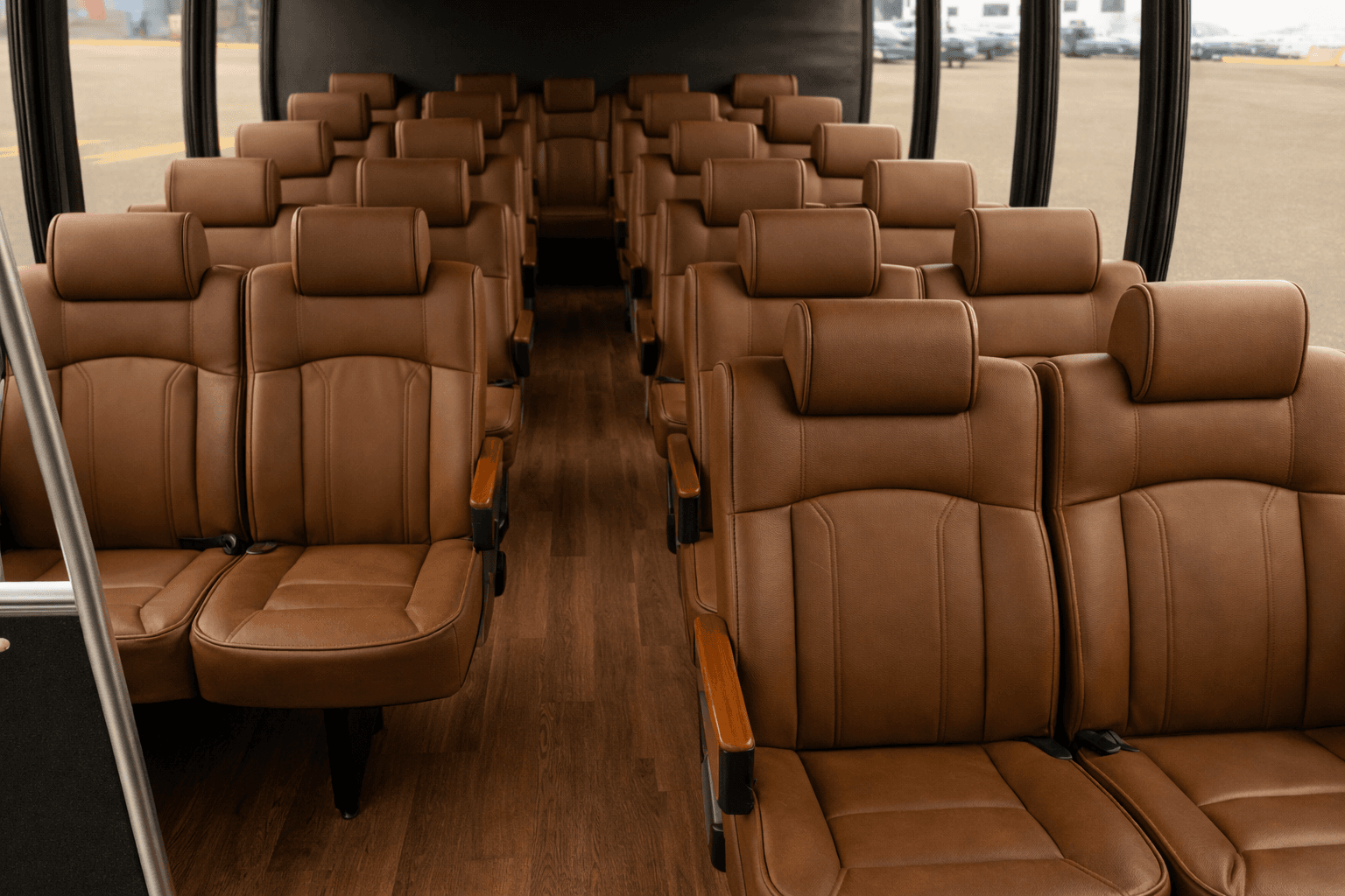Example rendering of an 18 passenger coach bus interior