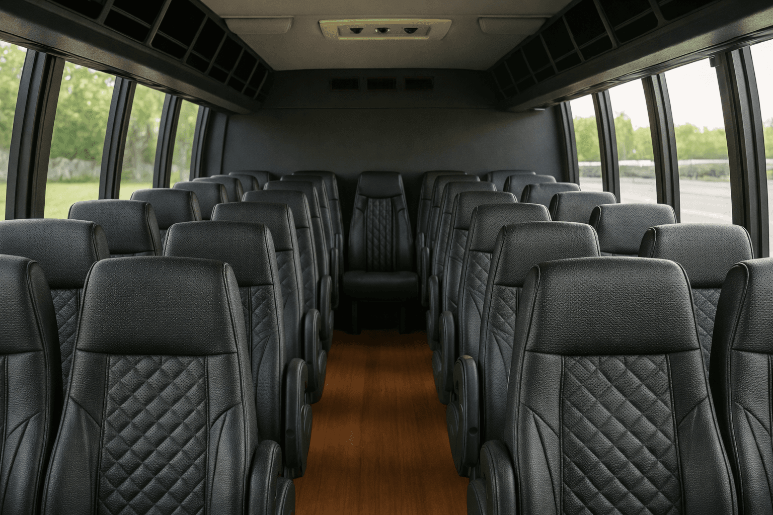 Example rendering of a 20 passenger coach bus interior