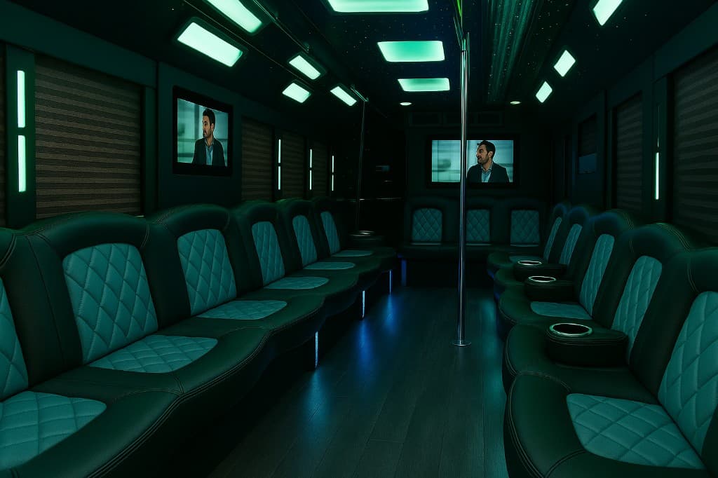 Example rendering of a 24 passenger party bus interior