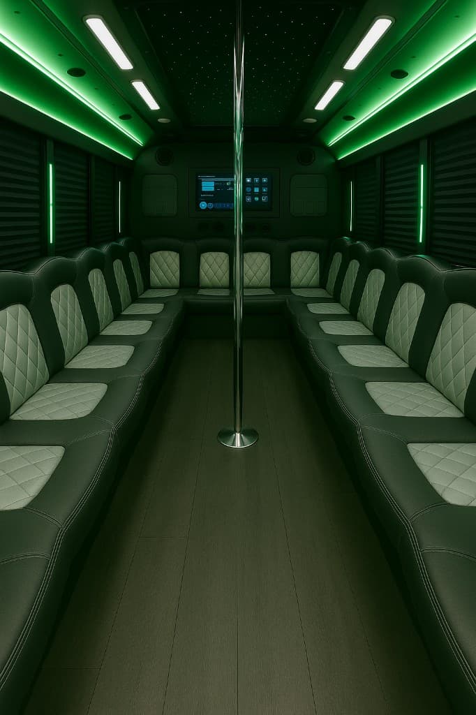 Example rendering of a 36 passenger party bus interior