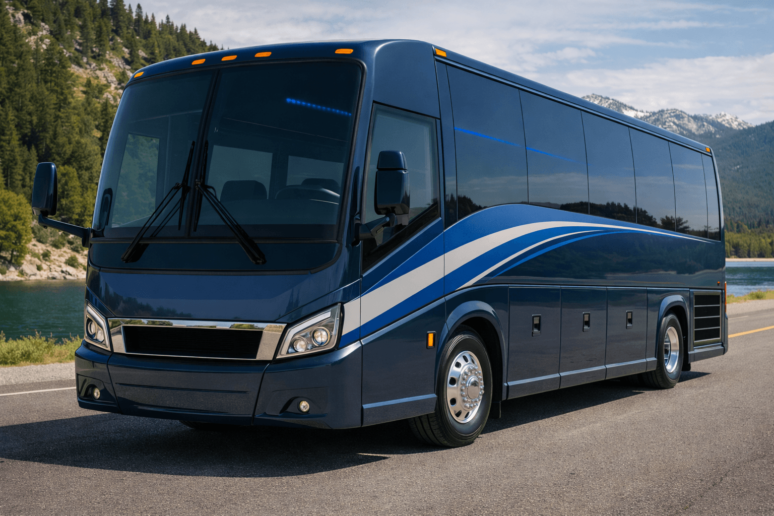Example rendering of a 38 passenger coach bus exterior