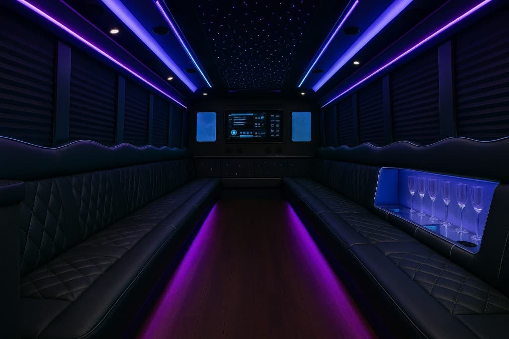 38 Passenger Party Bus interior detail