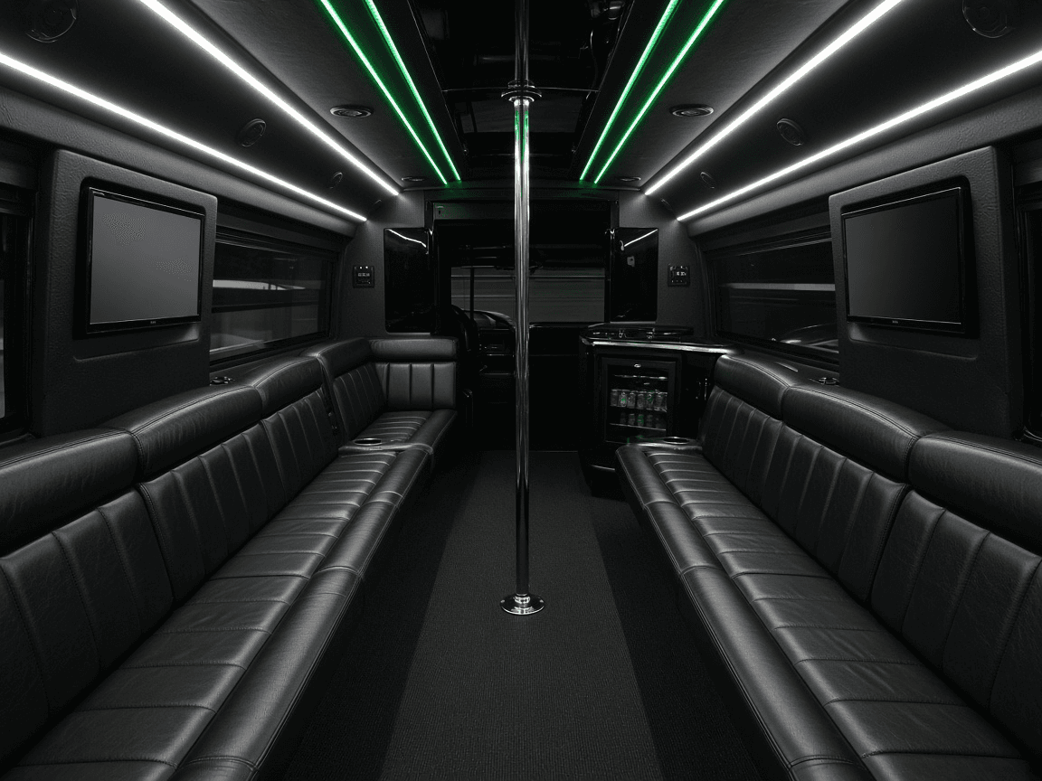 Example rendering of a 40 passenger party bus interior