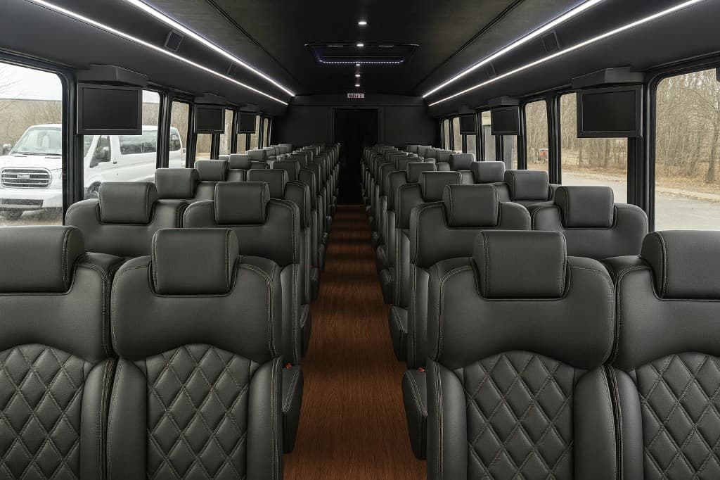 Example rendering of a 46 passenger coach bus interior
