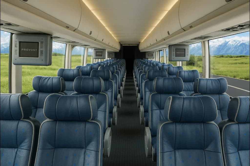 Example rendering of a 48 passenger coach bus interior