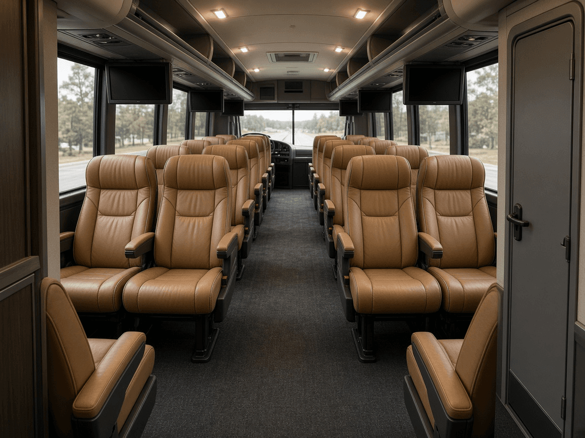 Example rendering of a 54 passenger coach bus interior